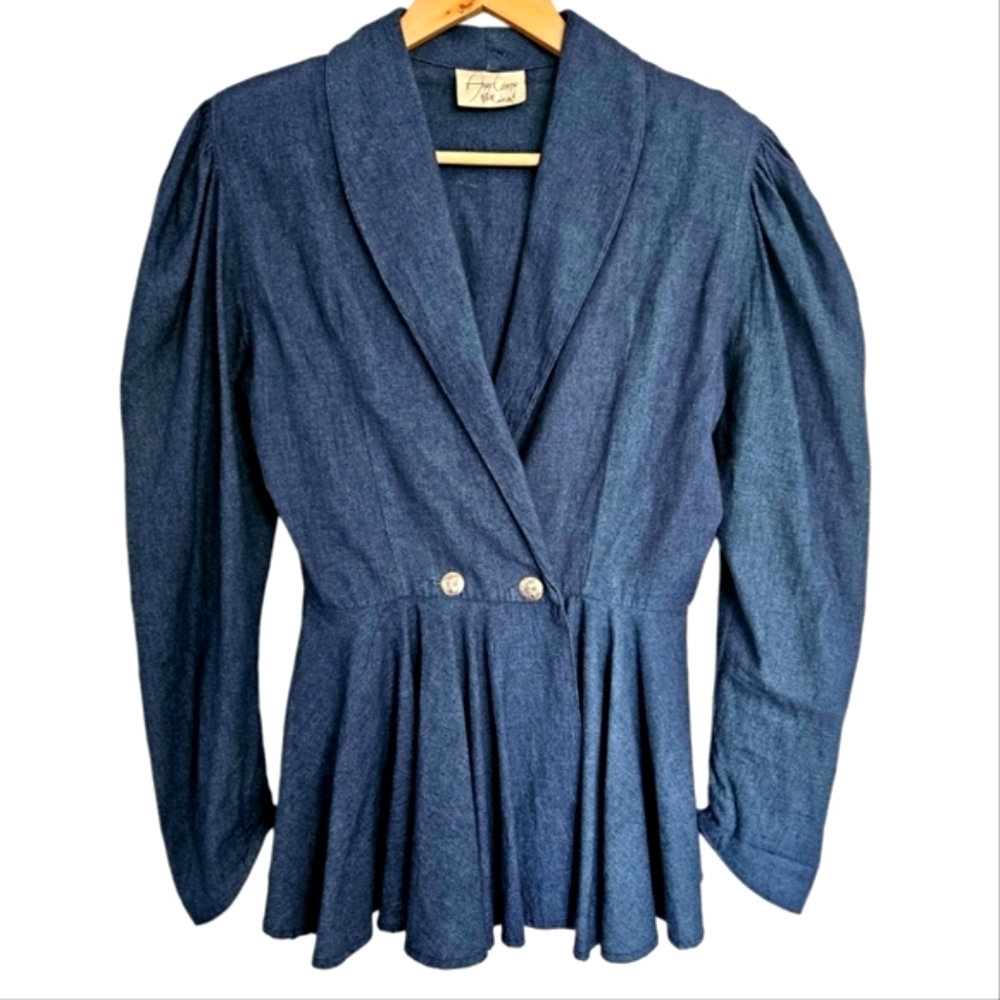 Vintage denim peplum blazer